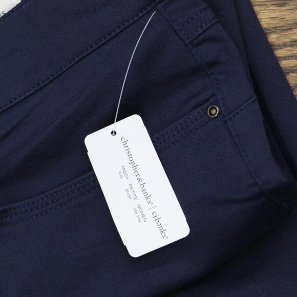 NWT Cj Banks Tapered Straight Fit Mid-Rise Dress Pants JOS-5565 24W Navy Blue - Picture 3 of 9